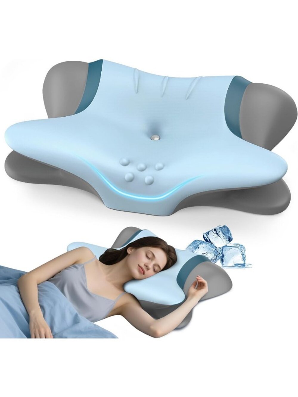 Ergonomic Cooling Memory Foam Cervical Pillow for Neck Pain Relief & Support